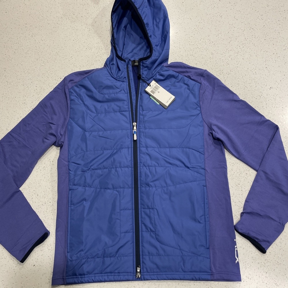 RLX Ralph Lauren Jacket Mens Medium‎ Blue Golf Hooded Hybrid Full Zip Insulated